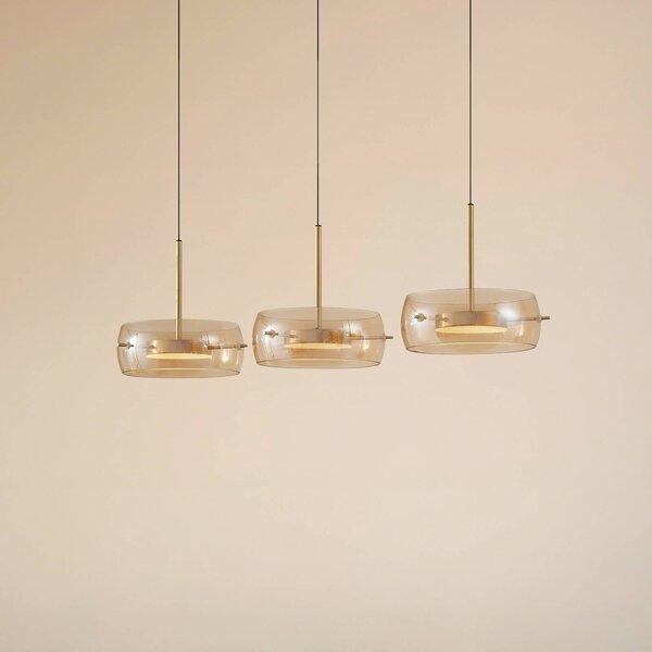 Lampa wisząca Martis Lucande, możliwość ściemniania, kremowy / amber, salon / jadalnia, szkło, nowoczesny