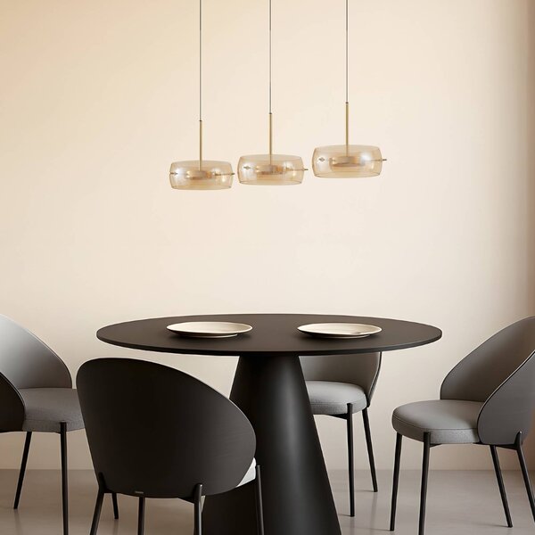 Lampa wisząca Martis Lucande, możliwość ściemniania, kremowy / amber, salon / jadalnia, szkło, nowoczesny