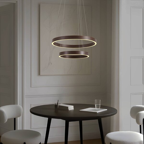 Lampa wisząca Yonam Lucande, możliwość ściemniania, brązowy / rdzawy, salon / jadalnia, metal, nowoczesny