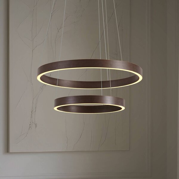 Lampa wisząca Yonam Lucande, możliwość ściemniania, brązowy / rdzawy, salon / jadalnia, metal, nowoczesny
