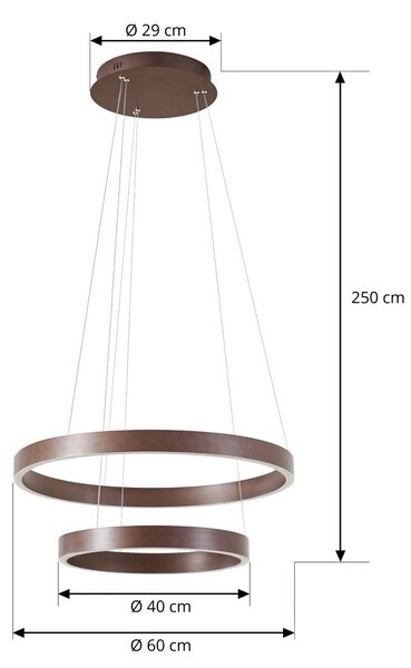 Lampa wisząca Yonam Lucande, możliwość ściemniania, brązowy / rdzawy, salon / jadalnia, metal, nowoczesny