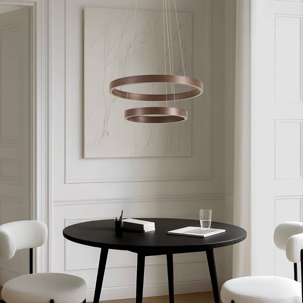 Lampa wisząca Yonam Lucande, możliwość ściemniania, brązowy / rdzawy, salon / jadalnia, metal, nowoczesny