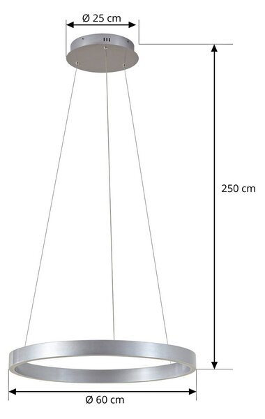 Lampa wisząca Yonam Lucande, możliwość ściemniania, aluminiowy / szary / cynkowy, salon / jadalnia, metal, nowoczesny