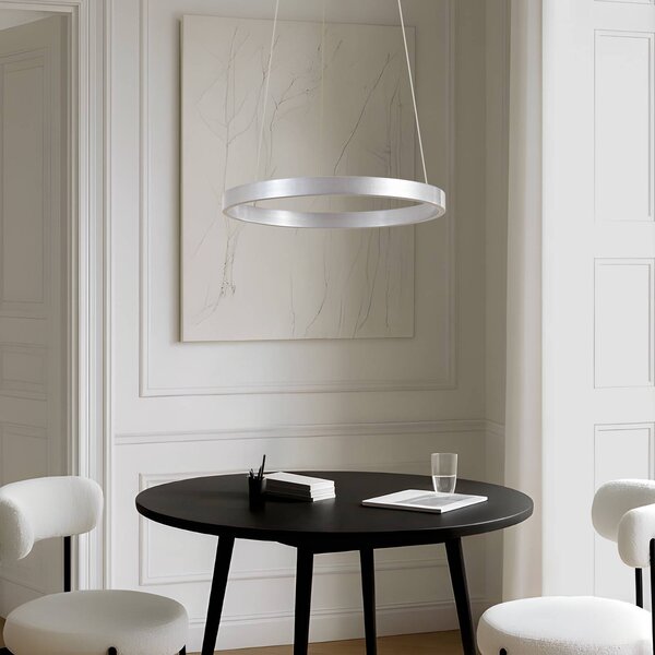 Lampa wisząca Yonam Lucande, możliwość ściemniania, aluminiowy / szary / cynkowy, salon / jadalnia, metal, nowoczesny