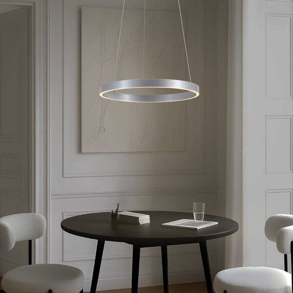 Lampa wisząca Yonam Lucande, możliwość ściemniania, aluminiowy / szary / cynkowy, salon / jadalnia, metal, nowoczesny