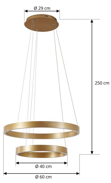 Lampa wisząca Yonam Lucande, możliwość ściemniania, mosiężny / złoty, salon / jadalnia, metal, nowoczesny