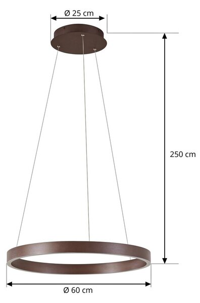 Lampa wisząca Yonam Lucande, możliwość ściemniania, brązowy / rdzawy, salon / jadalnia, metal, nowoczesny