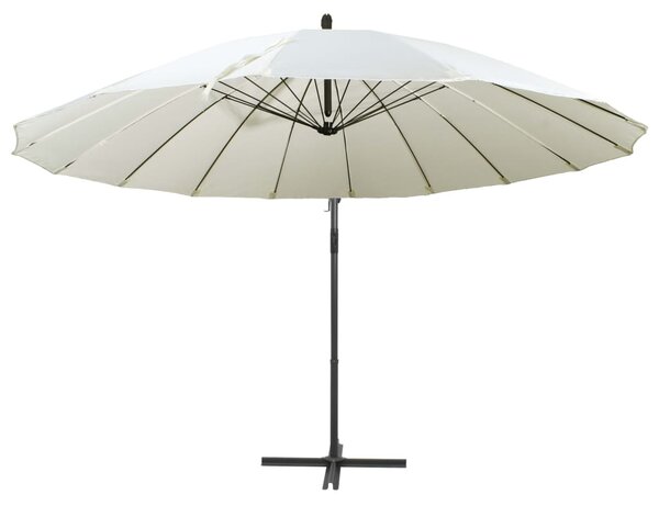Parasol ogrodowy, wiszący, biały, 3 m, słupek aluminiowy