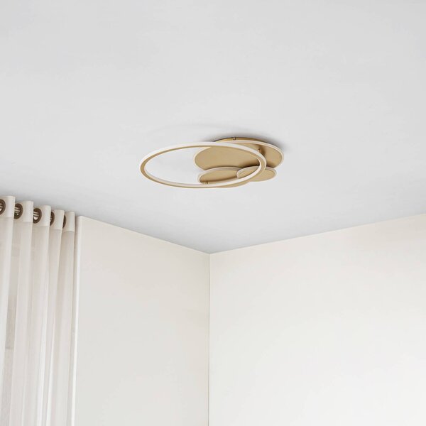 Lampa sufitowa Circulo Lucande, możliwość ściemniania, mosiężny / złoty, salon / jadalnia, metal, nowoczesny