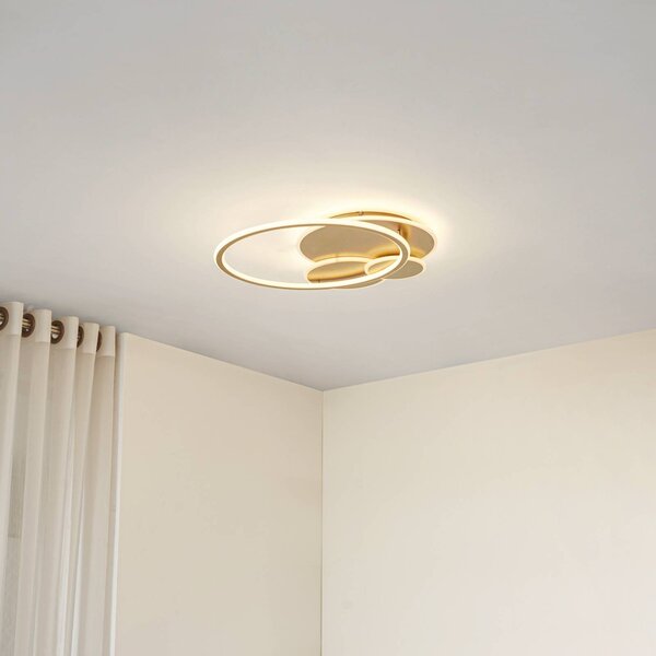 Lampa sufitowa Circulo Lucande, możliwość ściemniania, mosiężny / złoty, salon / jadalnia, metal, nowoczesny