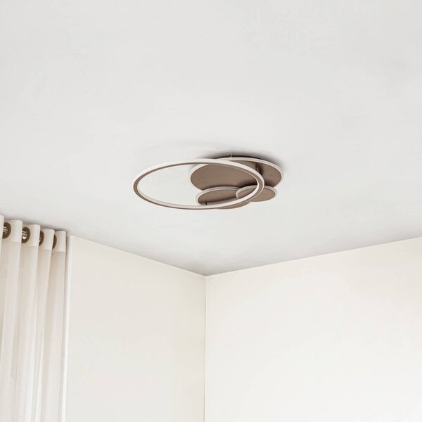 Lampa sufitowa Circulo Lucande, możliwość ściemniania, brązowy / rdzawy, salon / jadalnia, metal, nowoczesny