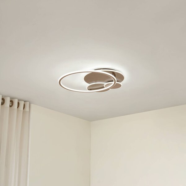 Lampa sufitowa Circulo Lucande, możliwość ściemniania, brązowy / rdzawy, salon / jadalnia, metal, nowoczesny