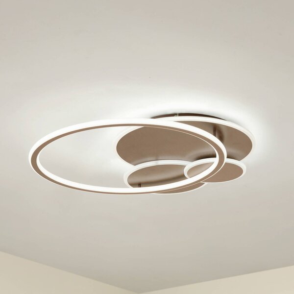 Lampa sufitowa Circulo Lucande, możliwość ściemniania, brązowy / rdzawy, salon / jadalnia, metal, nowoczesny