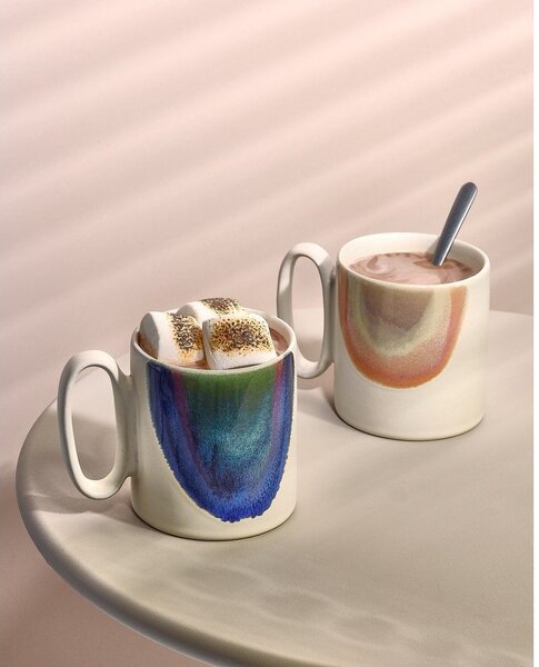 Różowy/beżowy kamionkowy kubek 390 ml Paint – Salt&Pepper