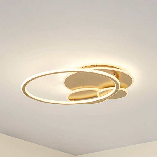 Lampa sufitowa Circulo Lucande, możliwość ściemniania, mosiężny / złoty, salon / jadalnia, metal, nowoczesny