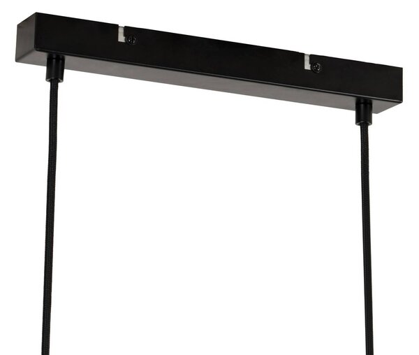 Lampa wisząca szklana Enrique Lindby, możliwość ściemniania, ciemne drewno, salon / jadalnia, szkło, nowoczesny