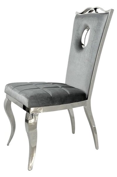 Krzesło glamour Luxury Grey - krzesło tapicerowane szare