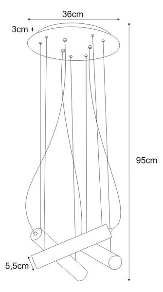 Czarna nowoczesna lampa wisząca tuby nad stół - 8X A737 P1-A42