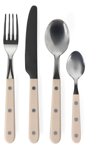Beżowe/w kolorze srebra sztućce 16 szt. ze stali nierdzewnej dla 4 osób Sierra – Salt&Pepper