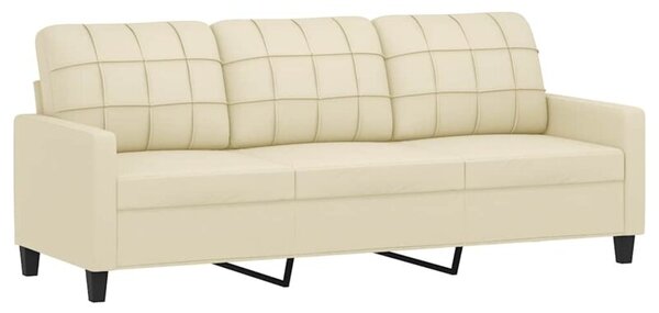Sofa, 3-osobowa kremowa, 180 cm, sztuczna skÃ³ra