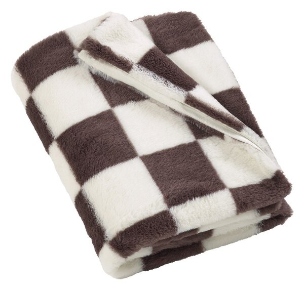 Biały/ciemnobrązowy koc 130x170 cm Cosy Soft Checkerboard – Catherine Lansfield