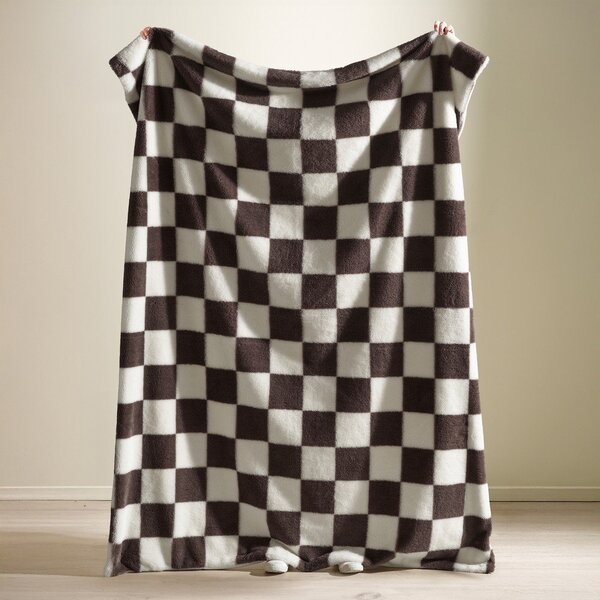 Biały/ciemnobrązowy koc 130x170 cm Cosy Soft Checkerboard – Catherine Lansfield