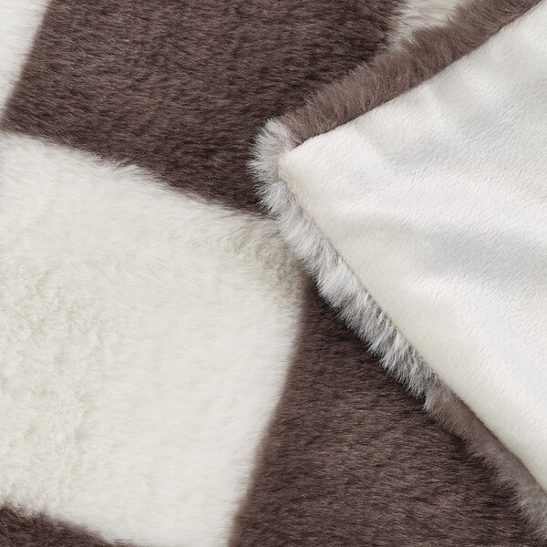 Biały/ciemnobrązowy koc 130x170 cm Cosy Soft Checkerboard – Catherine Lansfield