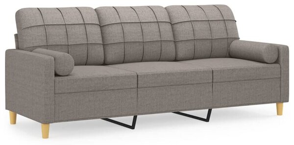 Sofa 3-osobowa z poduszkami, kolor taupe, 180 cm, tkanina