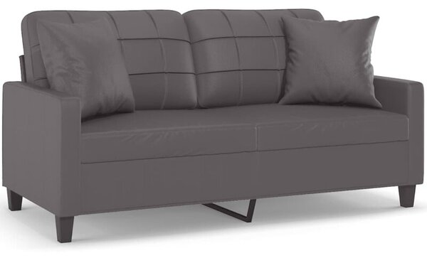 Sofa 2-osobowa z poduszkami, szara, 140 cm, sztuczna skÃ³ra
