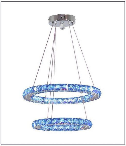 Podwójna kryształowa lampa wisząca LED sterowana pilotem - V074 R9-H07