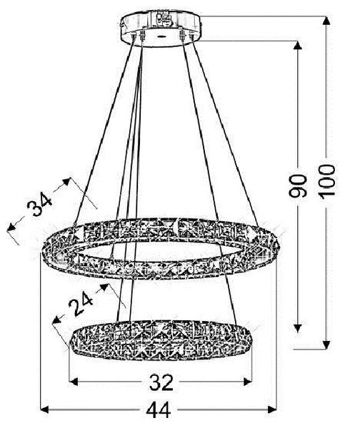 Podwójna kryształowa lampa wisząca LED sterowana pilotem - V074 R9-H07