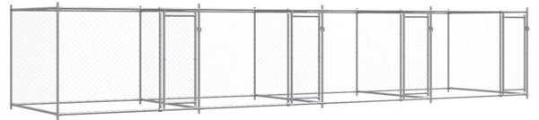 Klatka dla psa, z drzwiami, szara, 8x2x1,5 m, stal