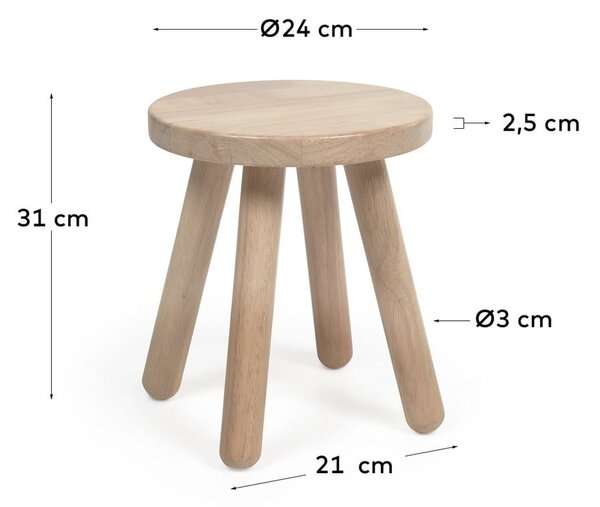 Stołek dziecięcy z drewna kauczukowego Kave Home Dilcia, ø 24 cm