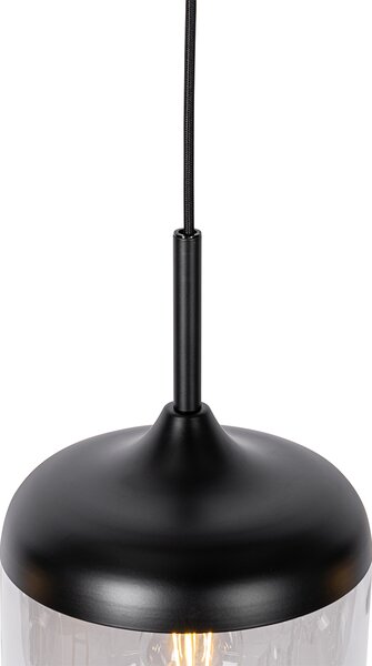 Designerska lampa wisząca czarna ze złotem i dymionym szkłem 4-punktowa - Kyan