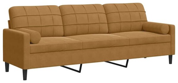 Sofa 3-osobowa z poduszkami, brÄ zowa, 210 cm, aksamit