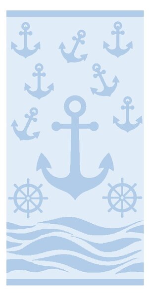 Jasnoniebieski bawełniany ręcznik plażowy frotte 70x140 cm Anchor – B.E.S