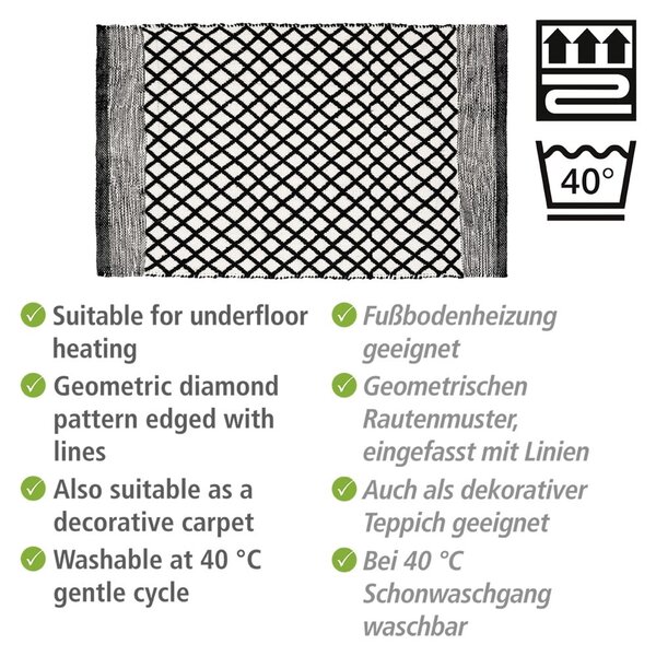 Czarno-biały dywanik łazienkowy z plastiku z recyklingu 50x80 cm Tara – Wenko
