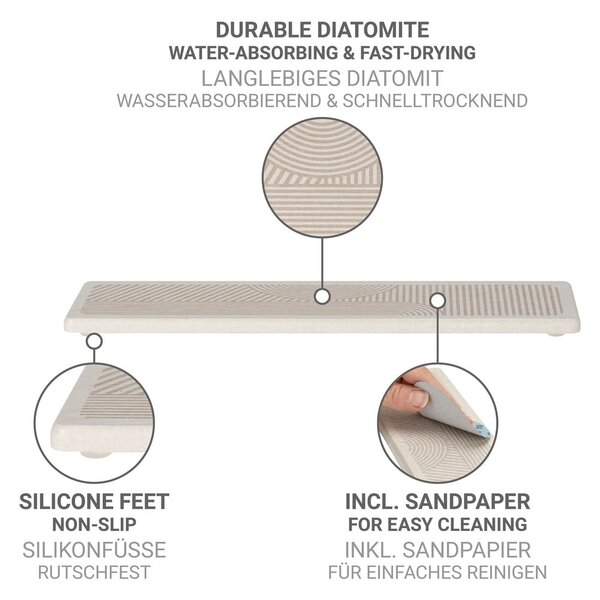 Beżowa podkładka do naczyń okrzemkowa (z diatomitu) 30x8 cm Damon – Wenko