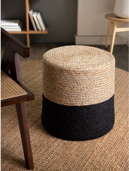 Czarno-naturalny puf Juta Gold Black – Hanse Home