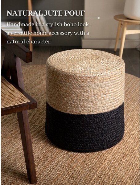 Czarno-naturalny puf Juta Gold Black – Hanse Home