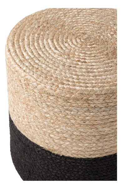 Czarno-naturalny puf Juta Gold Black – Hanse Home