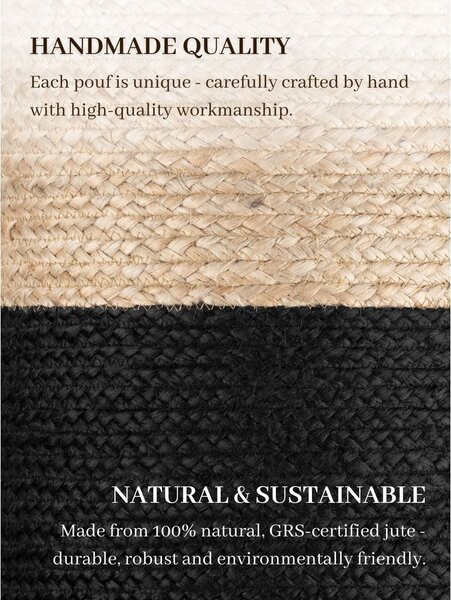 Czarno-naturalny puf Juta Gold Black – Hanse Home