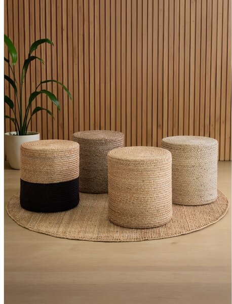 Czarno-naturalny puf Juta Gold Black – Hanse Home