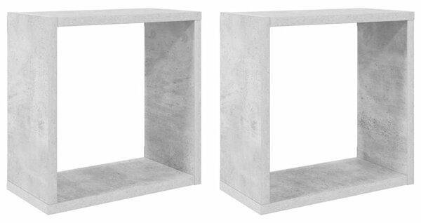 Półki ścienne kostki, 2 szt., szarość betonu, 30x15x30 cm