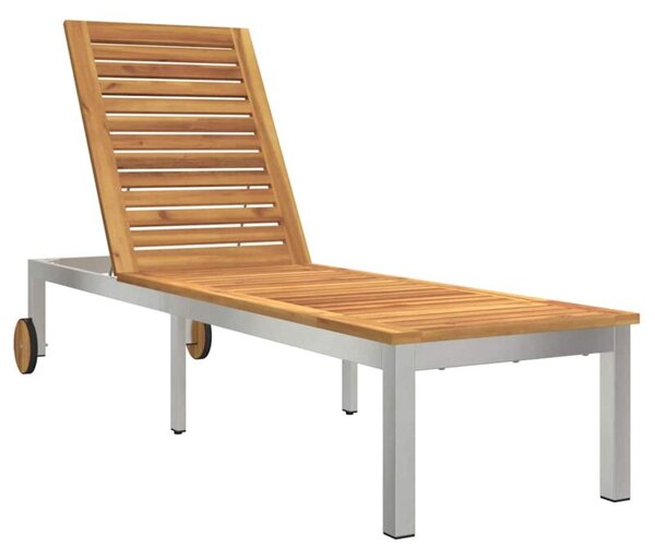 Leżak olej naturalny 205 x 53 x 100 cm lite drewno akacji