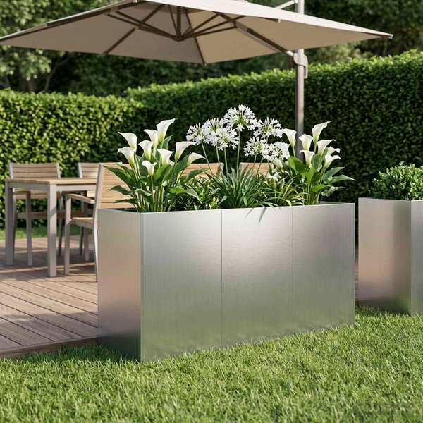 Doniczka ogrodowa srebrny 120 x 40 x 60 cm Stal ocynkowana