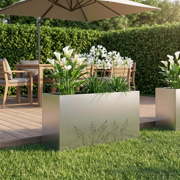 Doniczka ogrodowa srebrny 100 x 20 x 49 cm Stal ocynkowana