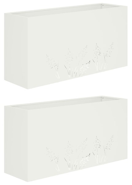 Doniczka ogrodowa 2 szt. Biały 100 x 20 x 49 cm Stal zimnogięta