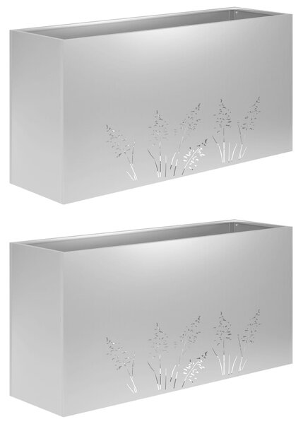 Doniczka ogrodowa 2 szt. srebrny 100 x 20 x 49 cm