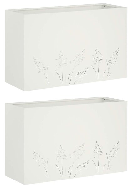 Doniczka ogrodowa 2 szt. Biały 80 x 20 x 49 cm Stal zimnogięta